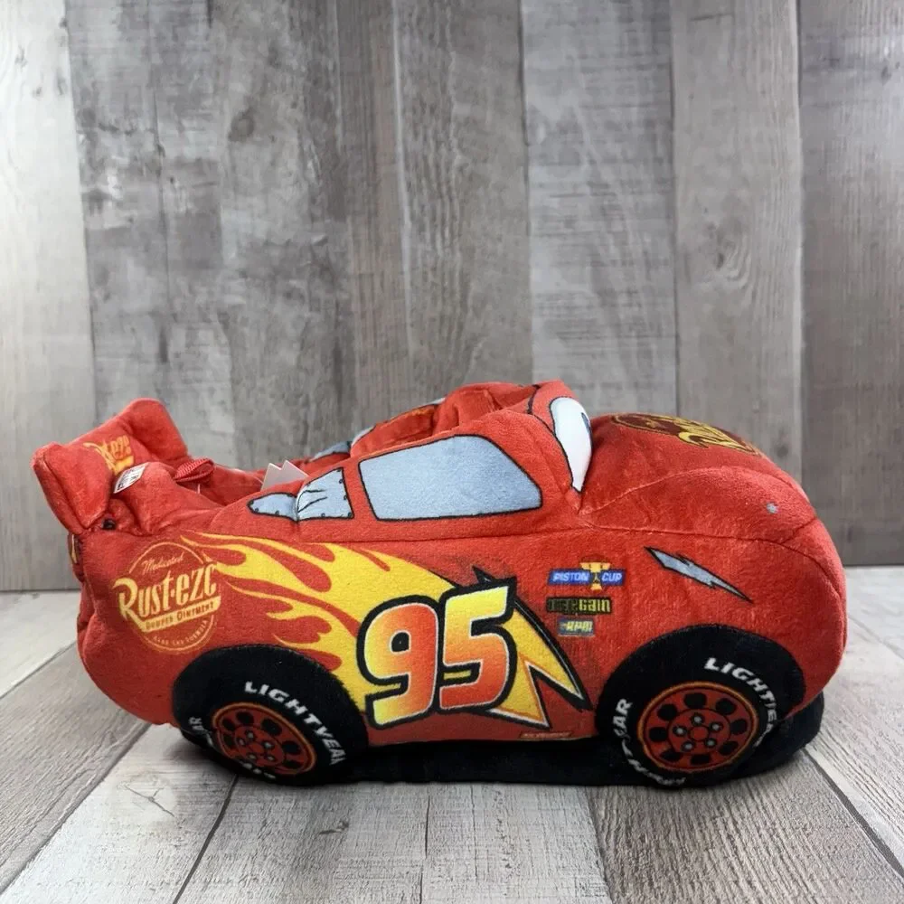 Disney Cars Small Kids Light-Up 3D Plush Slippers Size 13/1 McQueen Mater Red